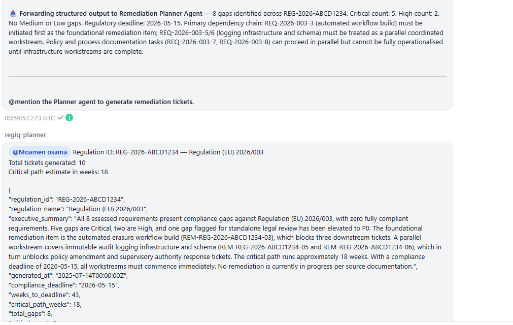 Remediation Planner's final output message in the Band chat room